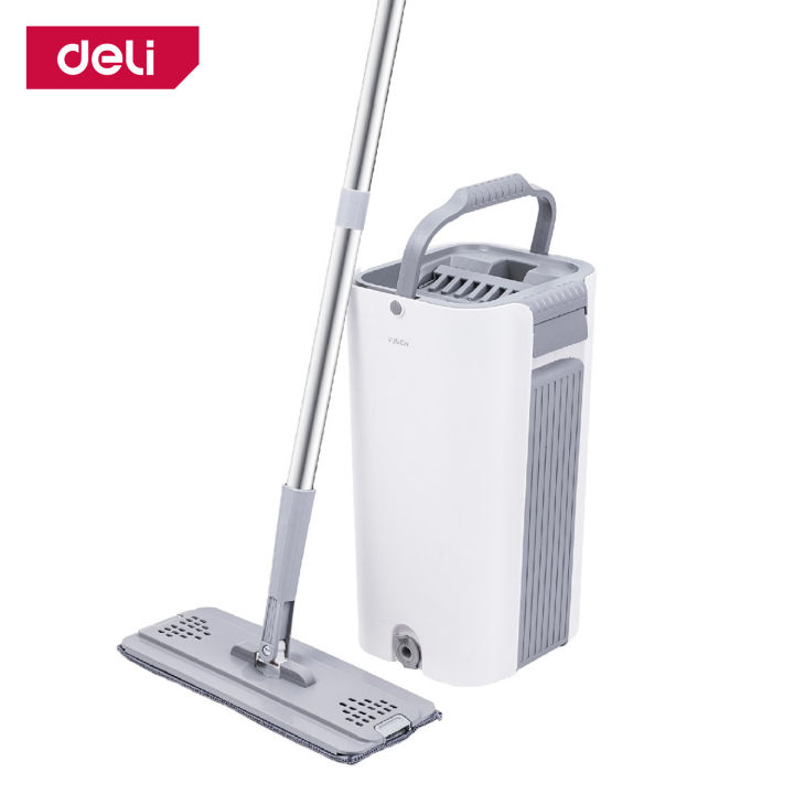 deli-ม็อบถูพื้น-ม็อบรีดน้ำ-ไม้ถูพื้นพร้อมถังรีดน้ำ-ม็อบหมุน-360-องศา-mop