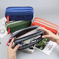 Large Capacity Canvas Pencil Case Multifunctional Students Pen Box Bags Big Pencil Cases School Office Storage Bag Stationery Supplies