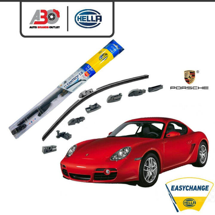 HELLA Nanotechnology Wiper Blades Set Porsche Cayman All Gen Windshield