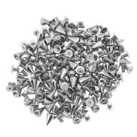 100pcs/set 9.5mm Silver Cone Spikes Screwback Studs DIY Craft Cool Rivets Punk