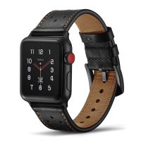 ❁✕✽ Leather strap for Apple watch band 44mm 40mm 45mm 41mm 42mm accessories First layer bracelet correa iwatch series 7 6 5 4 3 se