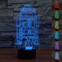 โคมไฟตั้งโต๊ะStar Wars Robot R 2 - D 2 3 D Usb ไฟ Led ไฟกลางคืน 7 ดวงสําหรับตกแต่งบ้านของขวัญ