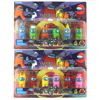 6pcs set Among Us Toys Anime Figure MINI Carton Keychain Models Action Toy Figures Game DIY Decoration Capsule Dolls
