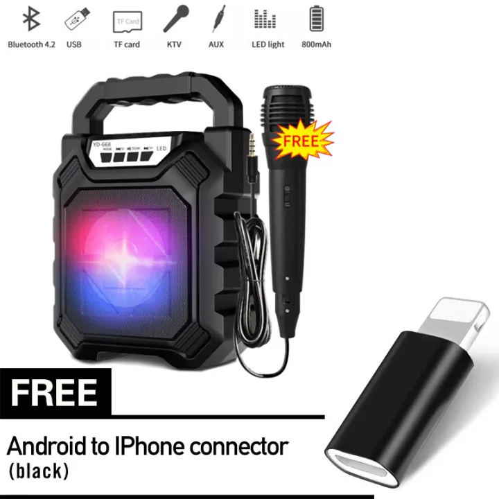 LED Flashing lights Karaoke Portable Wireless Bluetooth Speaker Tws