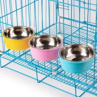 Stainless Steel Inner Dog Water Bowl Small Feeder Hanging on Cage Separable Fixed Type Food Cat Bowls for Dogs Supplies