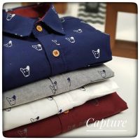 Capture Shirt เสื้อเชิ้ตผู้ชาย แขนสั้น คอปก ลายน้องหมา มีถึงอก 48 นิ้ว