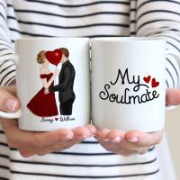 Personalized Mug Kissing Couple My Soulmate Custom Made Coffee Cups Gift for Wife Husband DIY Valentines Day 1115 Oz R2065