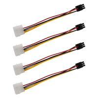 4X 4-Pin Male to 6-Pin Female Socket Power Cable for PCIe PCI Express Adapter