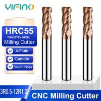 YIFINO HRC55 การเคลือบโลหะผสม 4 ร่องทังสเตนเหล็กคาร์ไบด์รอบจมูกกัดตัด CNC เครื่องจักรกลเครื่องมือ End Mill