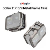 ●﹊ For GoPro 11 Hero Balck 11/10/9 Frame case ultralight metal rabbit cage protective bezel interface expansion Dual cold shoe