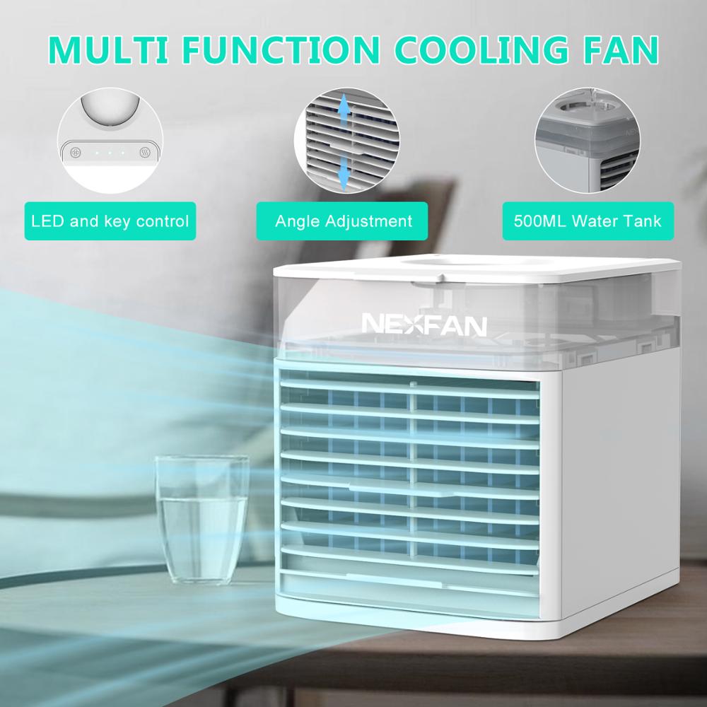 KIRIN Portable Air Cooler Home Nexfan Cooling Air Conditioner With USB Aroma Diffuser Travel White 3 Speeds Desktop Cooling Fan for Office 4 in 1 Evaporative Coolers 7 Colors LED Humidifier 