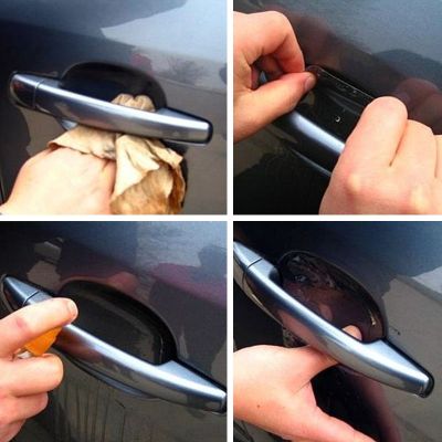 【cw】 4 Pcs Car Door Handle Invisible Transparent Anti scratch Protection Protector Sticker Styling ！
