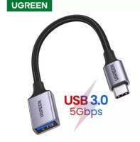 UGREEN รุ่น 70889 อะแดปเตอร์เคเบิ้ลสายถัก Type C to USB 3.0 OTG โอนถ่ายข้อมูล 5Gbps รองรับ Andriod, iPad Air/Pro 20-22