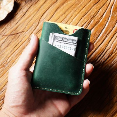 New Cowhide Leather Credit Card Case Mini ID Card Holder Small Purse for Man Small Coin Purse Slim Mens Wallet Cardholder Card Holders