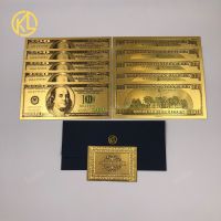 【YD】 10pcs/lot Gold Foiled Platsic Banknote Bill States America with Envelope for gifts