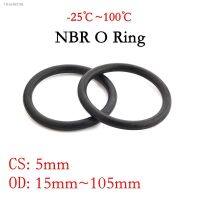 ┇ 10pcs NBR O Ring Seal Gasket CS 5mm OD 15 105mm Nitrile Butadiene Rubber Spacer Oil Resistance Washer Round Shape Black