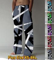 Patchwork Color Print Pattern Daily Outside Take Casual Trousers Elastic Loose Men Pants XS-8XL