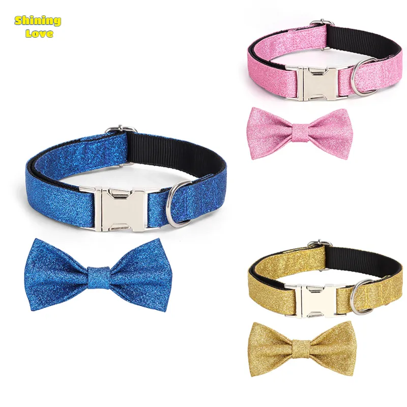 Amzplus Pet Dog Collars Bling Dog Bow Tie Collar Cute Girl Dog Collar With  Safety Metal Buckle For Small Boy Girl Dogs Cats Neck Fit 9-12