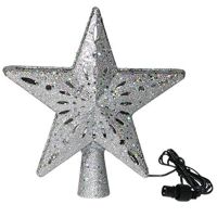 Lighted Christmas Tree Toppers with Snowflake Projector, 2-In-1 Glittered Star Tree Topper Snowfall LED Lights, Night Light for Christmas Nursery Indoor Decoration