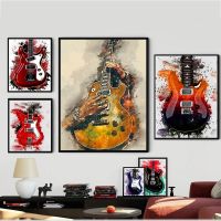 Abstract Graffiti Music Artwork Electric Guitar Poster Prints Wall Art Canvas Painting Nordic Home Room Decor Aesthetic Cuadros