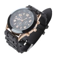 Quartz watch silicone bracelet black male female for unisex man