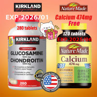 Kirkland Glucosamine Chondroitin 280 Tablets + nature made Calcium 474mg Vitamin D3 5mcg 120 tablets