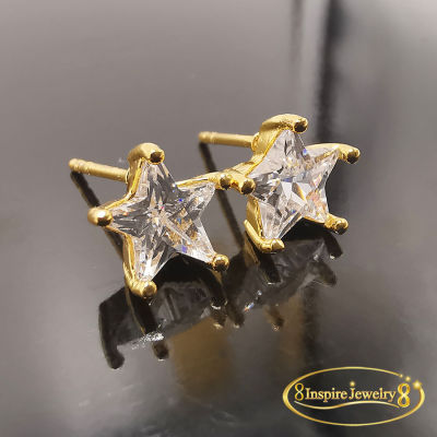 Inspire Jewelry ,ต่างหู รูปดาว งานจิวเวลลี่  หุ้มทองแท้ 100% 24K ขนาด 1CM น่ารัก สวยหรู พร้อมกล่องทอง