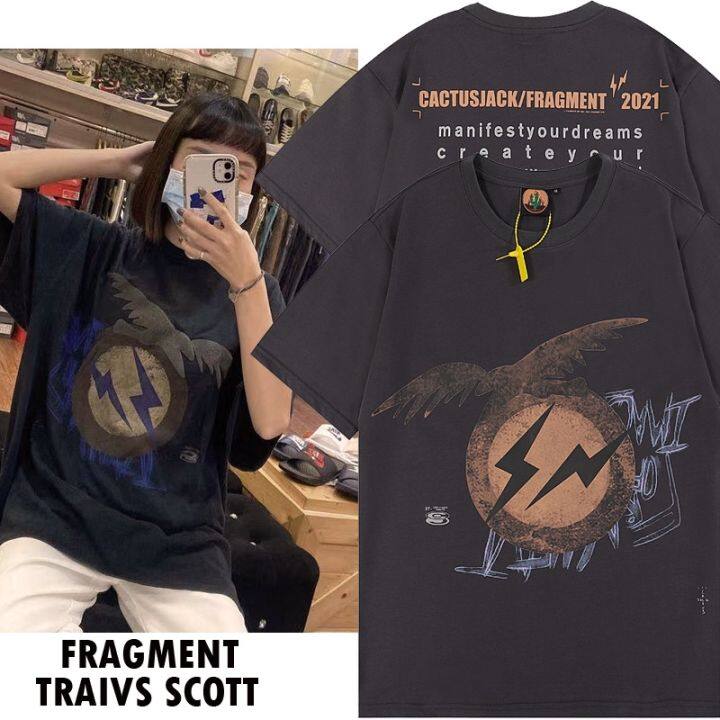 travis-scott-สินค้าใหม่-cactus-jack-fragment-create-tee-ts-lighting-eagle-แขนสั้น-คู่รัก-streetwear-เสื้อยืดแฟชั่น-เสื้อยืดฤดูร้อน