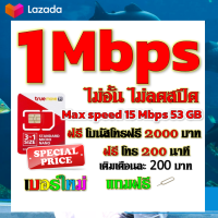 ✅โปรเทพ 1 mbps ไม่อั้นไม่ลดสปีด Max speed 15 mbps มีโทรฟรีทุกเครือข่ายโบนัส2000+200นาที แถมฟรีเข็มจิ้มซิม✅