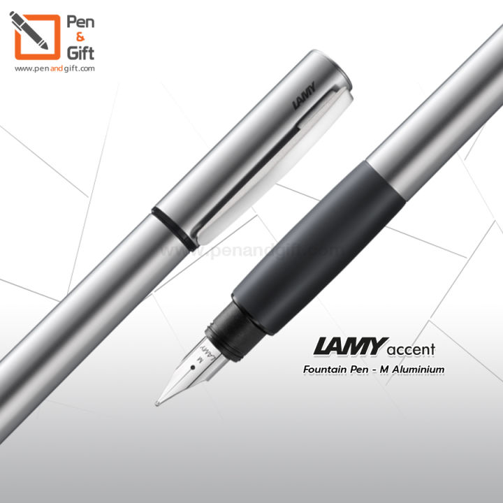 lamy-accent-fountain-pen-nib-m-aluminium-ai-kk-ปากกาหมึกซึมลามี่-แอคเซ้นท์-หัวm-สีอลูมิเนียม-ของแท้-100-penandgift