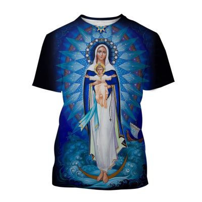 New Summer Fashion 3D T-shirt Blessed Virgin Mary&amp;Jesus Print Faith Love Hope Men/Women Personality Stylish Casual T Shirt