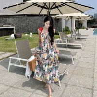 Design and color floral dress female summer new senior design feeling sexy beach resort skirt