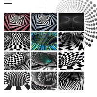 【cw】3D Vortex Illusion Car Entrance Door Floor Mat Abstract Geometric Optical Doormat Non-slip Floor Mat Living Room Decor Car ！