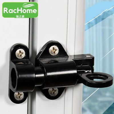 1pcs Aluminum Alloy Gate Security Black Latch Lock Door Pull Ring Spring Bounce Door Bolt Latch Lock Window Gate Latch Lock Door Hardware Locks Metal