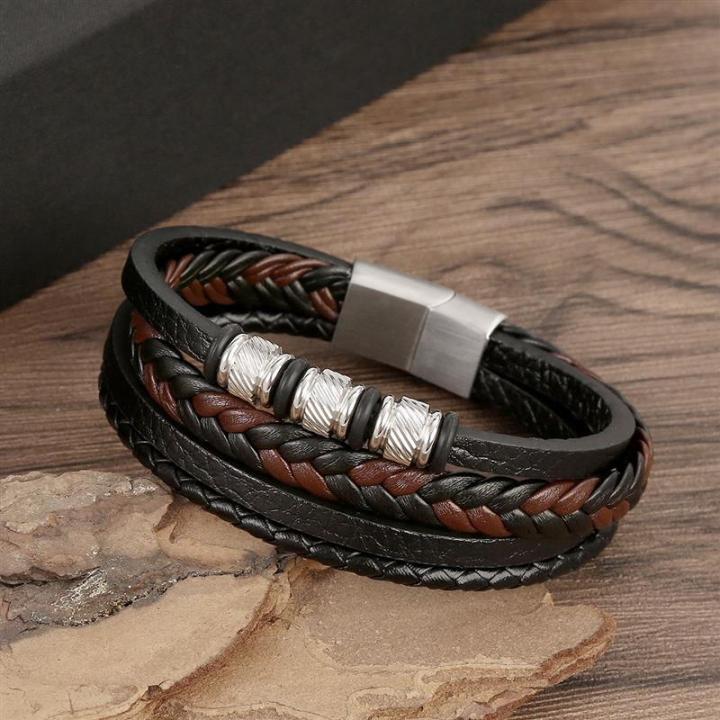 hot-new-leather-bracelet-classic-hand-woven-multilayer-leather-men-bracelets-punk-bangle-fashion-jewelry-gifts-size-19-21-23cm