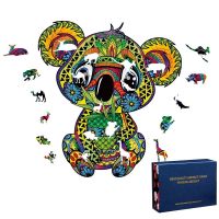 New 3D Wooden Puzzle Animal Koala Jigsaw Boutique Gift Box Packaging Adult Children DIY Animals Modeling Creativity Puzzles Gift