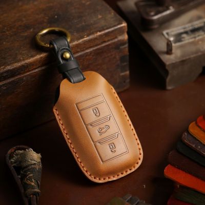 Luxury Leather Car Key Case Cover Pouch for Changan Cs35 Cs55 Cs75 Auto Keychain Holder Keyring Shell Fob Protector Accessories
