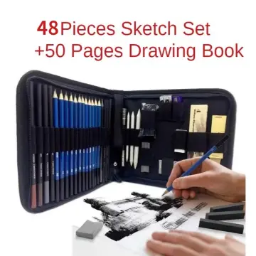 48 Pcs Drawing Pencils Kit,artists Sketching Pencil Set for Adults