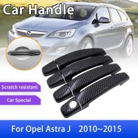 สำหรับ Opel Astra J P10 2010 2011 2012 2013 2014 2015 Vauxhall โฮลเดนประตูคาร์บอนไฟเบอร์ที่จับสติกเกอร์ตกแต่งฝาครอบตกแต่งรถยนต์