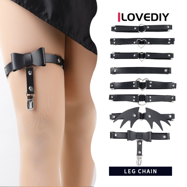 ilovediy-ห่วงหนังสไตล์โกธิคพั้งค์-สายรัดน่องหัวใจห่วงใส่ต้นขาพังค์หนัง