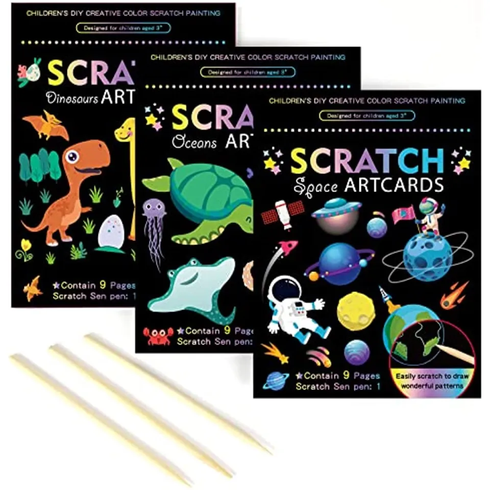 Children Black Paper Colorful Scratch Note Drawing Toys Creative