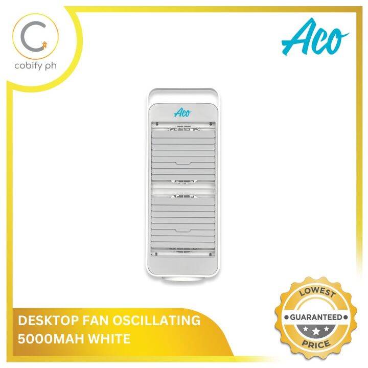 ACO Desktop Fan Oscillating 5000mAh White Lazada PH