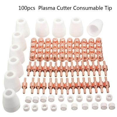 100Pcs Machine Accessories Plasma Cutter Tip Electrodes &amp; Nozzles Kit Consuma For PT31 CUT 30 40 50 Plasma Cutter Welding Tools Welding Tools