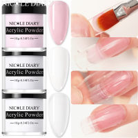 NICOLE DIARY 10g สีชมพูใสสีขาวอะคริลิผงต่อขยายเล็บผงเล็บอาคารฝรั่งเศสคริสตัลโครเมี่ยมตกแต่ง-UHG MALL