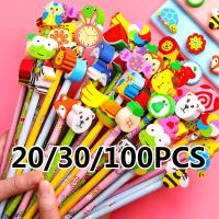 20/30/100pcs/Lot Cartoon Animals Pencil With Eraser Pencil Children Study Pencil Students Kids Wooden Pencil Writing Stationery