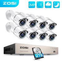 ZOSI ชุดระบบกล้องวิดีโอวงจรปิดรักษาความปลอดภัย CCTV 2MP 8CH 8CH เครื่องเล่น DVR 5MP ชุดกล้องไนท์วิชั่น IR 8ชิ้นสำหรับบ้านกลางแจ้ง