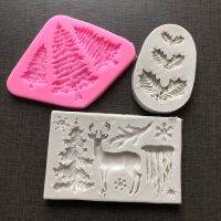 Silicone Resin Molds Christmas Tree Leaves Deer Fondant Mould Cake Decorating Tools Pastry Kitchen Baking Accessories Bread Cake  Cookie Accessories