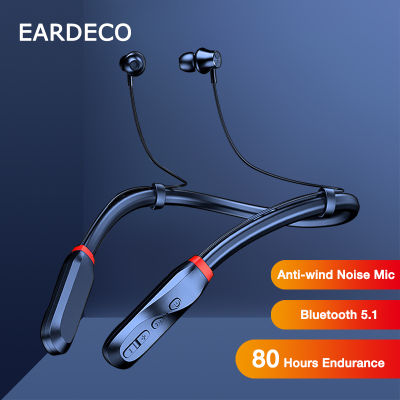EARDECO 80 Hour Playback Bluetooth Headphones Bass Wireless Earphones Neckband 5.1 Headphone with Mic Sport Music Headset Stereo
