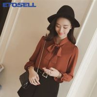 ✨felicelife✨ Office Lady Fashion Sweet Bow Tie Ruffle Long Sleeve Loose Blouse