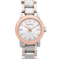 New Pre Burberry White Dial Rose Gold Ion-plated Bezel Ladies Watch BU9205